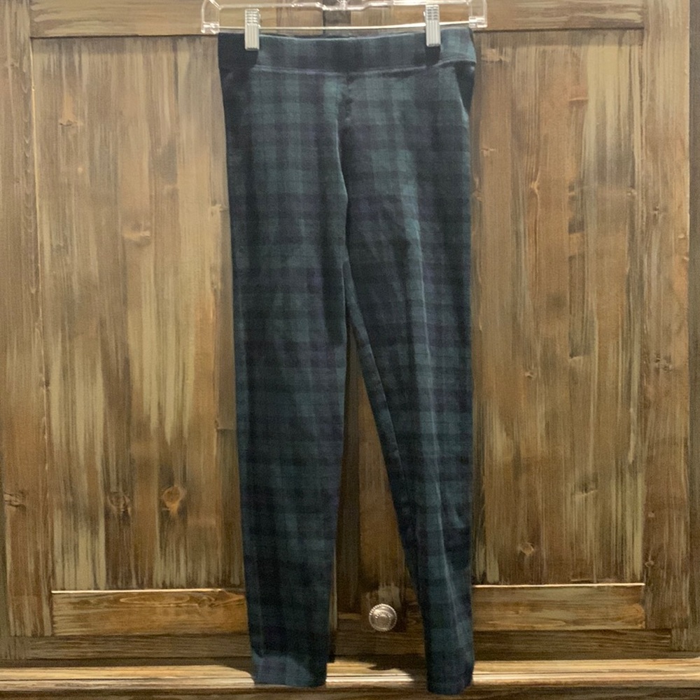 Loft Hunter Green and Navy Plaid Leggings